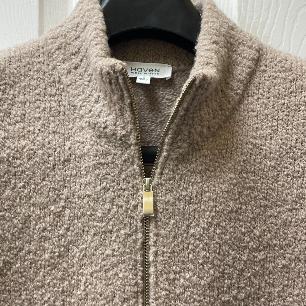 Haven Well Within Small Boucle Sleeveless Sweater Vest Full Zip Wool Blend NWOT